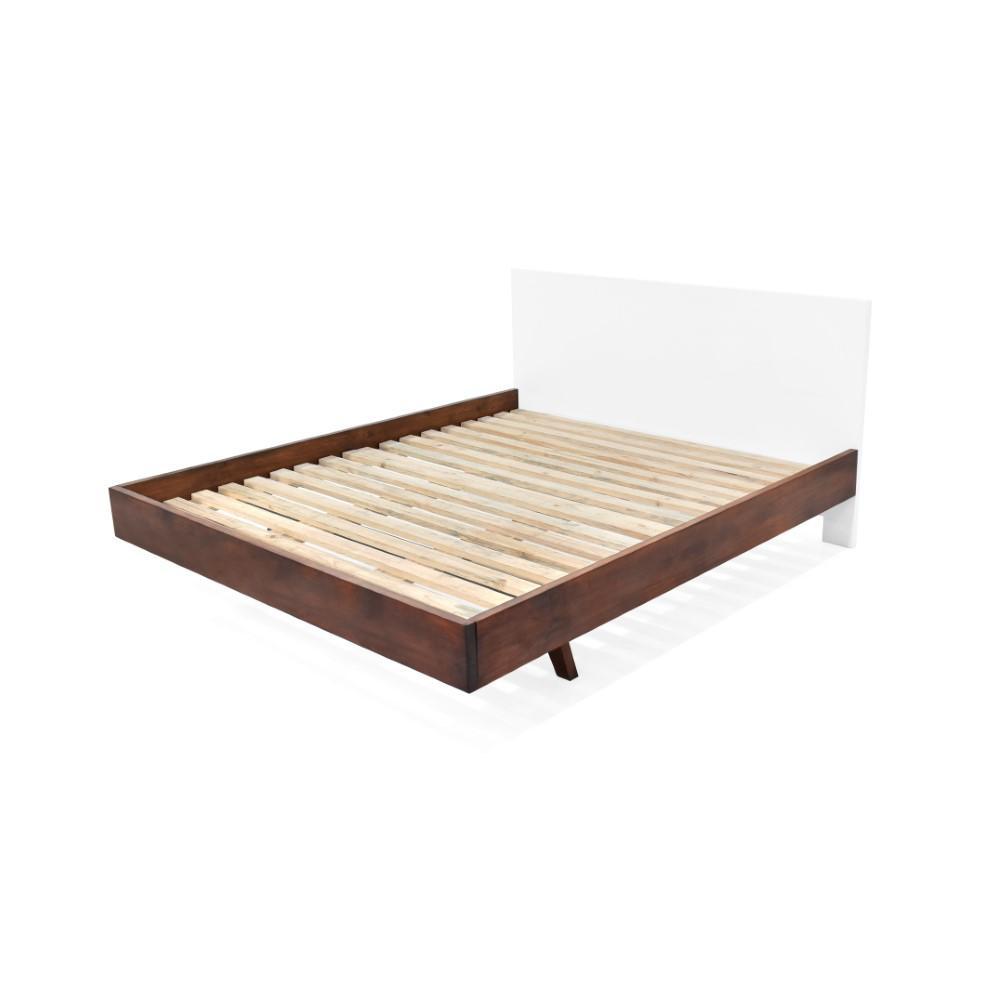 Cama Lanus Queen Blanco Caramelo