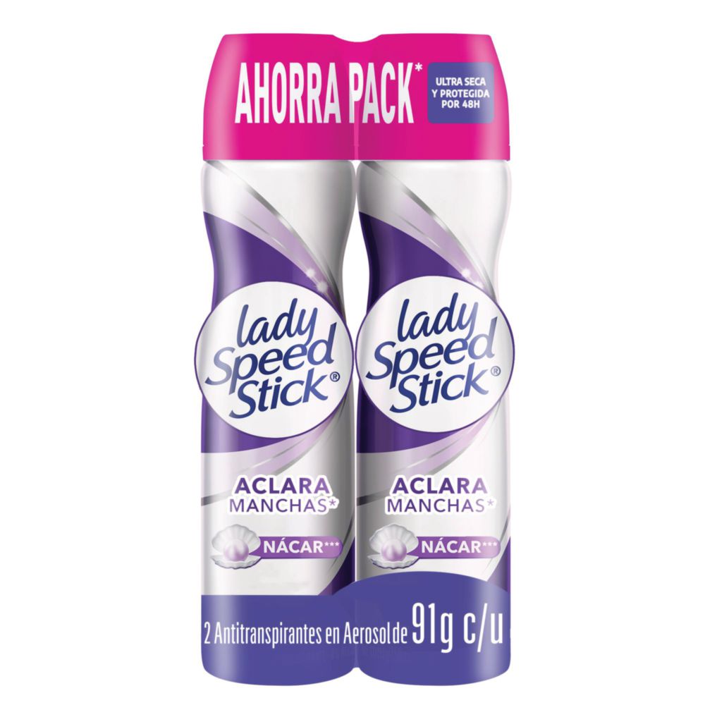 Desodorante LADY SPEED STICK Derma + Aclarado Aerosol x2und (182  gr)