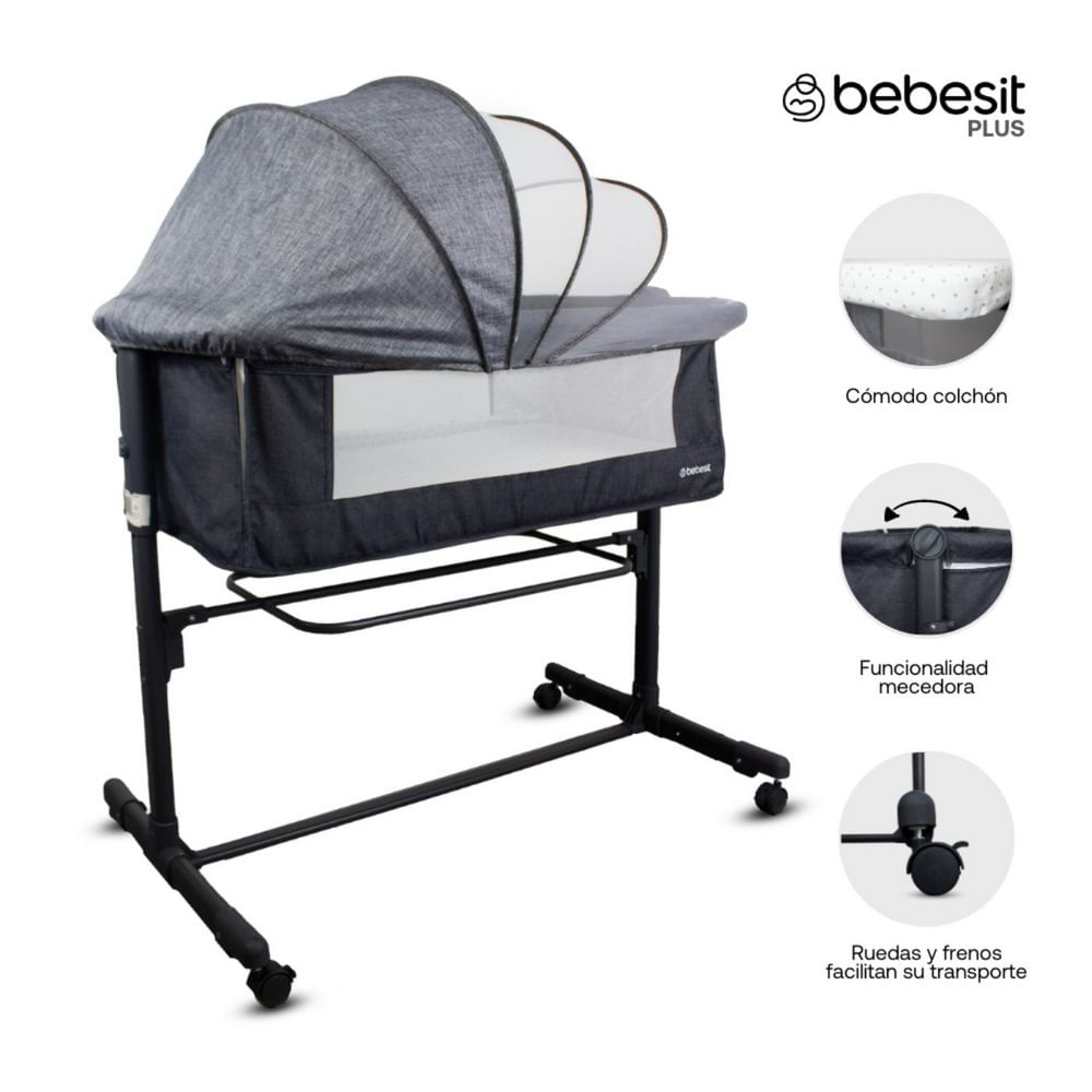 Cuna Colecho Side By Side Bebesit Gris BEBESIT JCB208BK