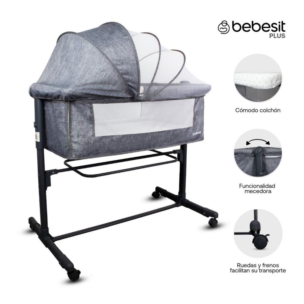 Cuna Colecho Side By Side Bebesit Gris Grafito BEBESIT JCB208GY