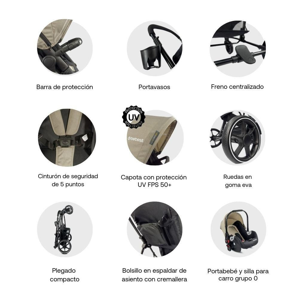 Coche Trave System Prima Beige BEBESIT SL461ABG img #7