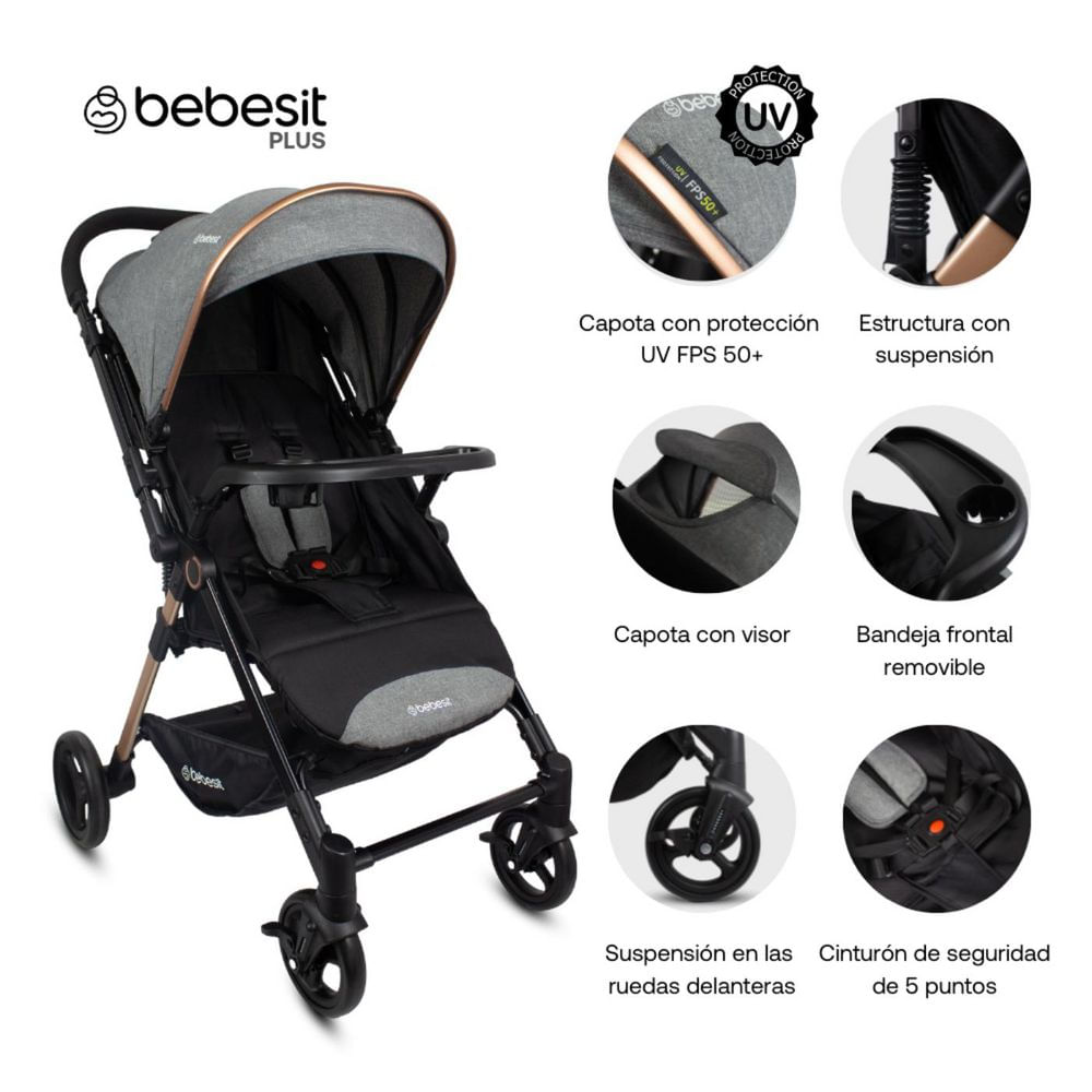 Coche Para Bebes Reversible City Gris Bebesit BEBESIT JC100GY