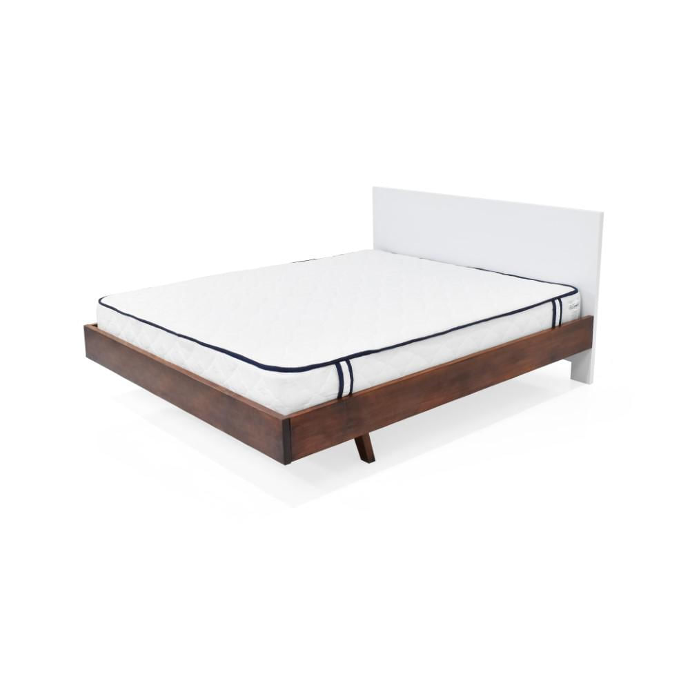 Cama Lanus Queen Blanco Caramelo + Colchón Versalles