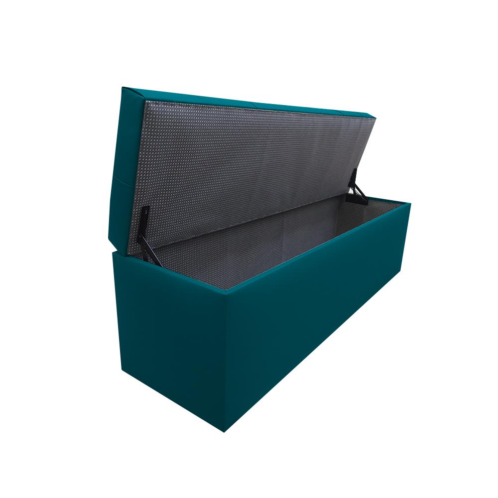 Pie De Cama Baúl Nova 140 X 40 X 50 Ecocuero Azul img #1