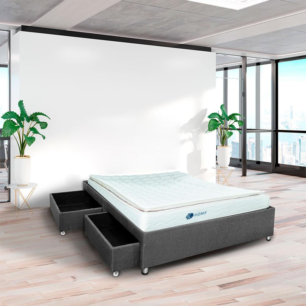 Base Cama Doble Con Cajones Farnesina + Colchón Confort