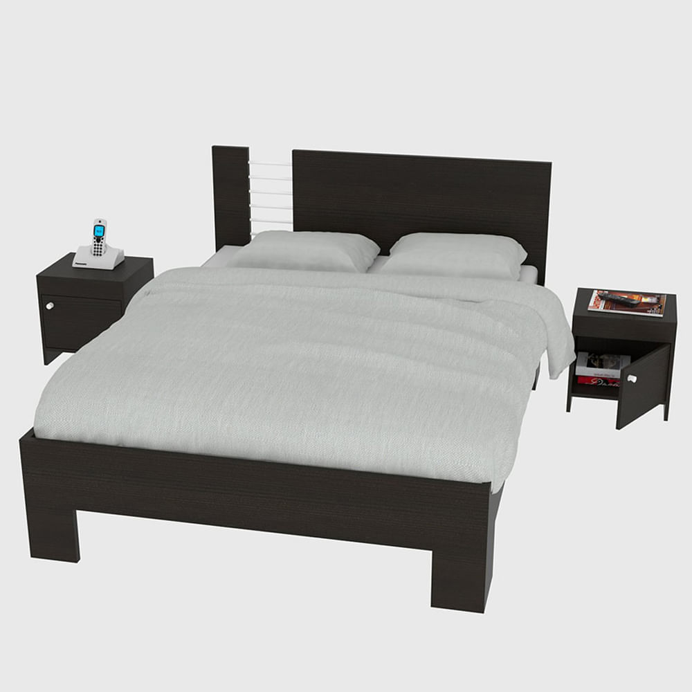 Cama Dicolor + Mesas De Noche