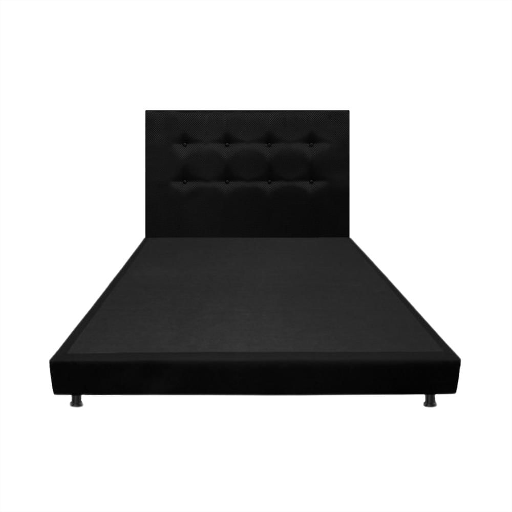 Base Cama Entera Doble 140X190 Negro + Cabecero Dublín