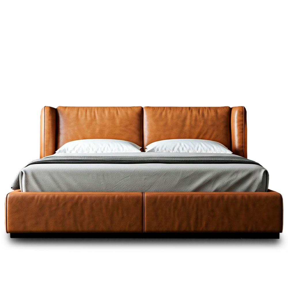 Cama Phill En Cuero Natural Para Colchón 200X200cm