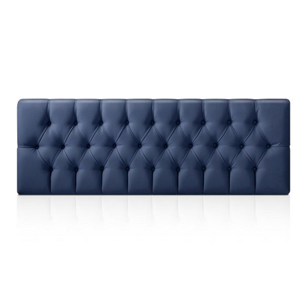 Cabecero Tapizado Base Cama King Rombos Azul Petroleo img #2