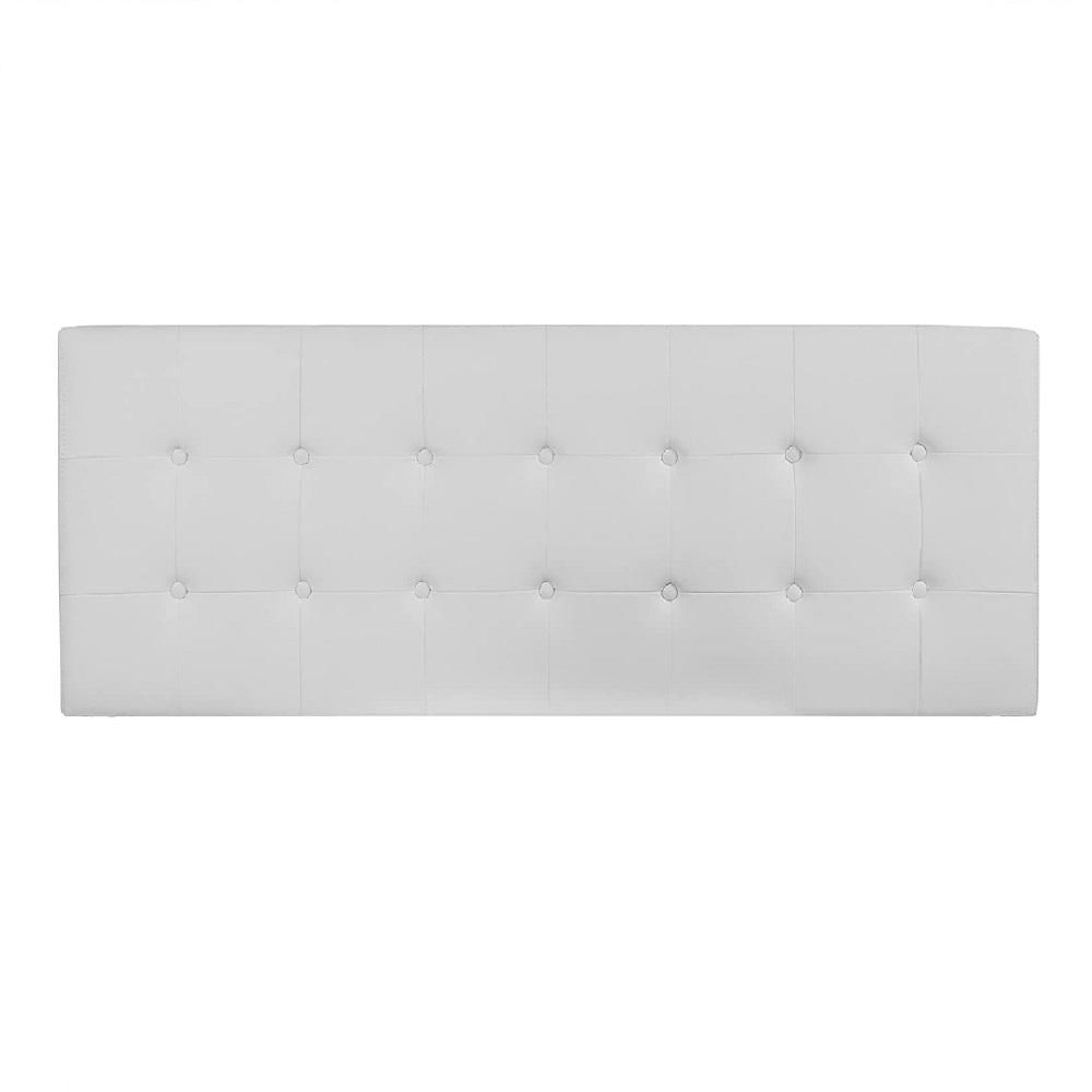 Cabecero Tapizado Base Cama King Cuadros Blanco