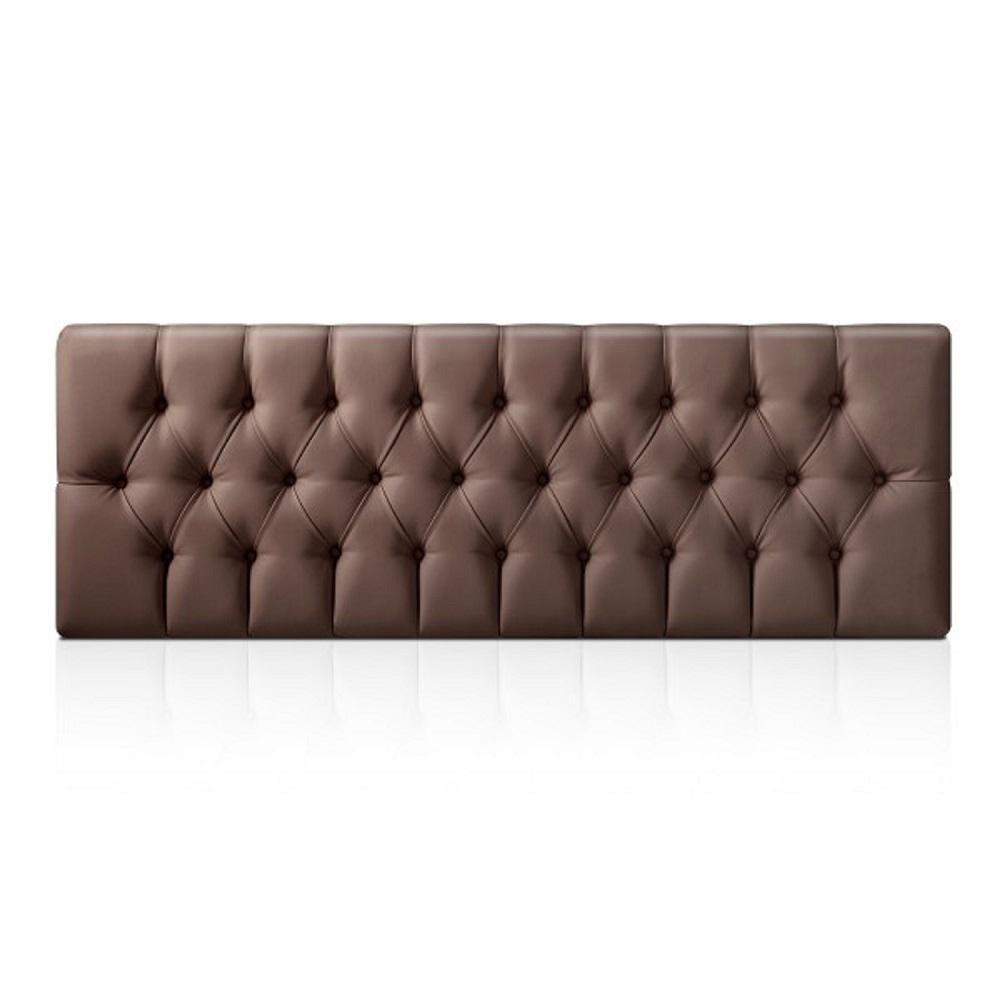 Cabecero Tapizado Base Cama King Rombos Marrón