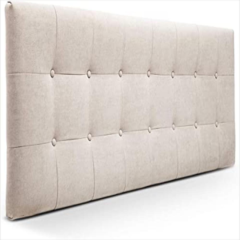 Cabecero Base Cama Semidoble Capitoneado Cuadros Blanco Tela img #1