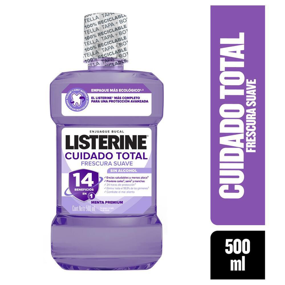 Enjuague bucal LISTERINE cuidado total sin alcohol (500 ml)