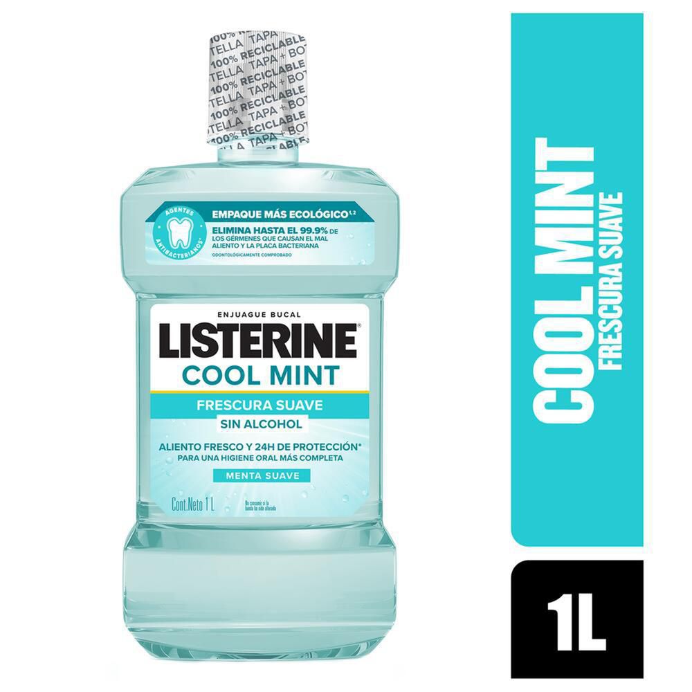 Enjuague bucal LISTERINE cool mint sin alcohol (1000 ml)