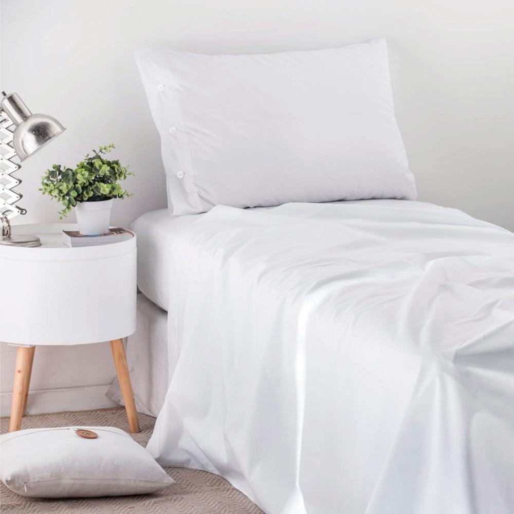 Juego Doble Sabanas 100 Algodón 400 Hilos Blanco img #1