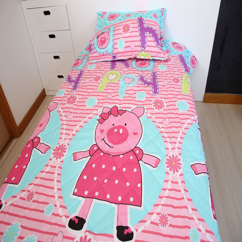 Edredon Niña Para Cama Sencilla De 1.00Cmx1.90Cm Unifaz Pig img #2