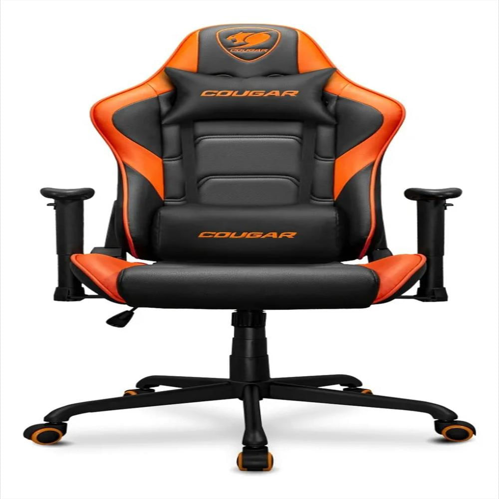Silla Gamer Cougar Armor Elite Negra Con Bordes Naranja Ergonómica Y Reclinable