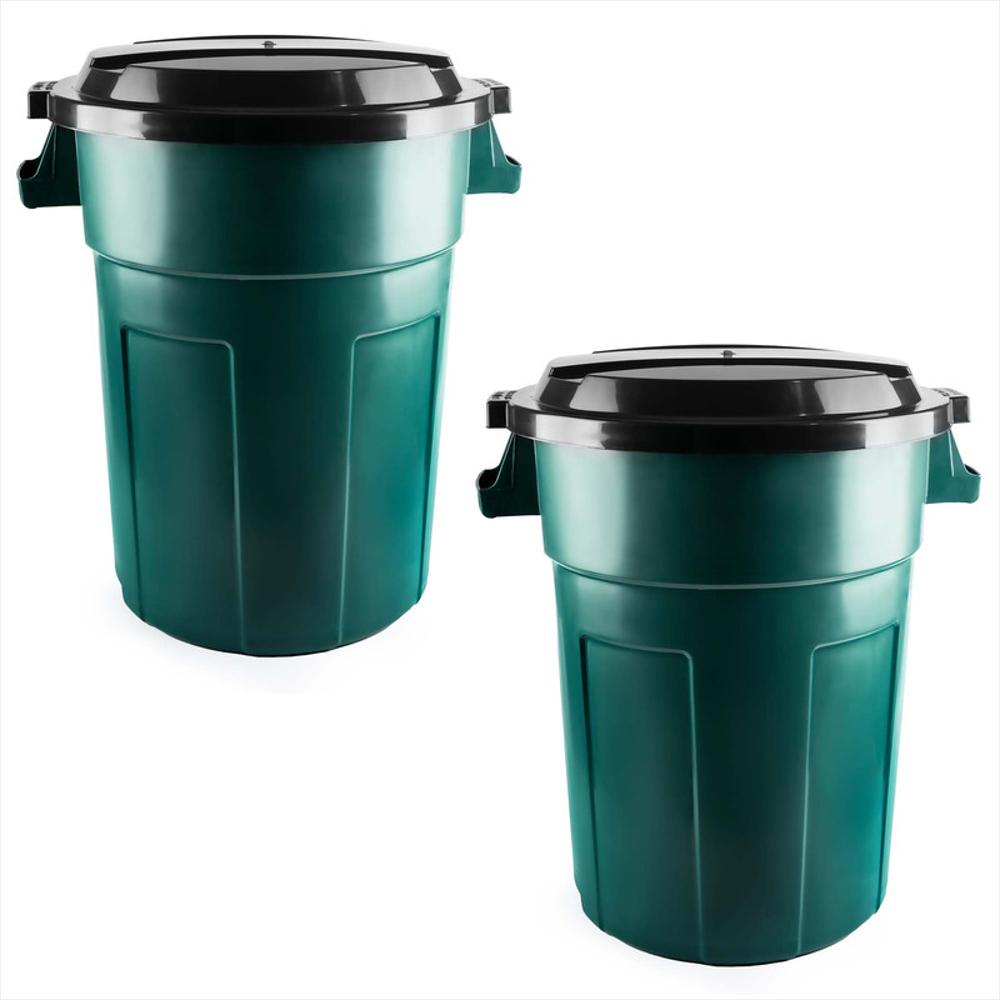 Kit X2 Canecas Tanque Grande Multiuso Plástica 70L Con Tapa Verde img #1
