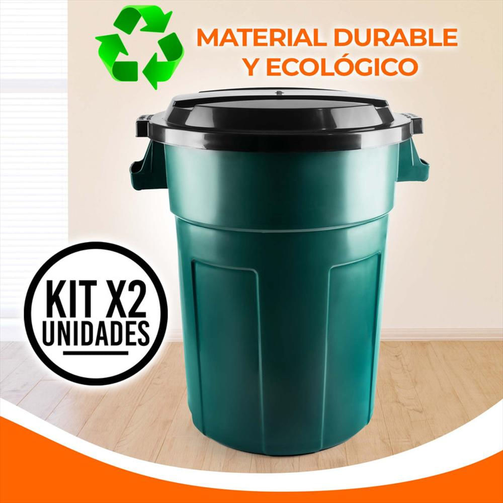 Kit X2 Canecas Tanque Grande Multiuso Plástica 70L Con Tapa Verde img #3