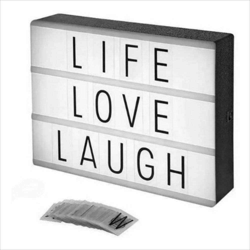 Letrero Luz Led De Pilas 30 X 22 Cm + Letras Intercambiables