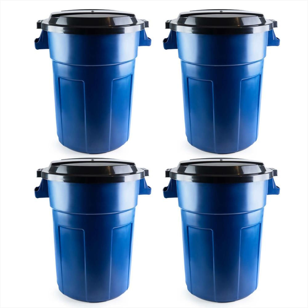 Kit X4 Canecas Tanque Grande Multiuso Plástica 70L Con Tapa Azul img #1