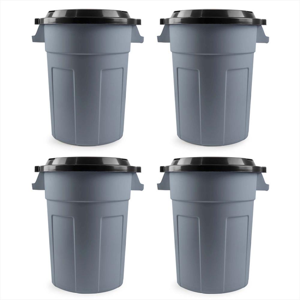 Kit X4 Canecas Tanque Grande Multiuso Plástica 70L Con Tapa Gris img #1