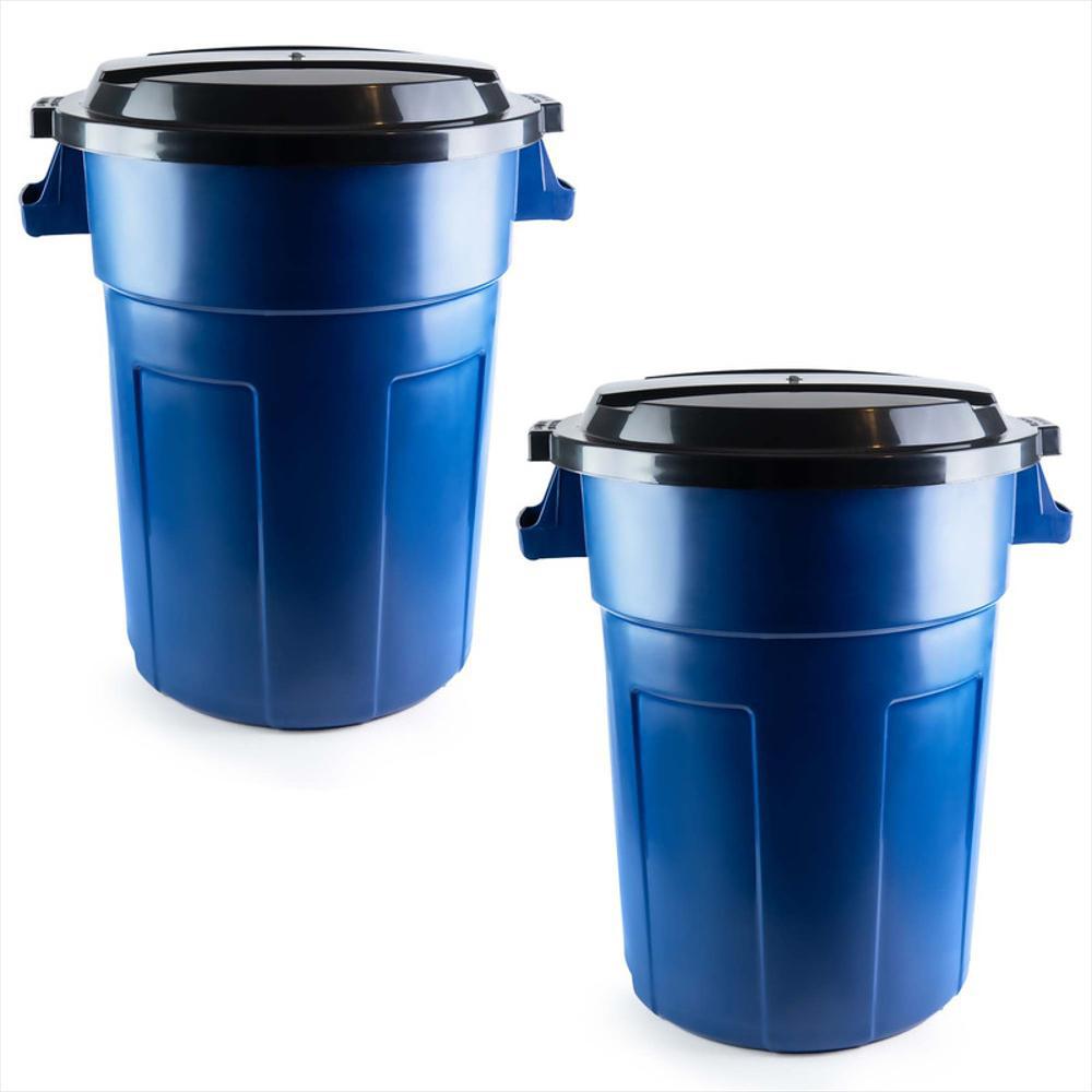 Kit X2 Canecas Tanque Grande Multiuso Plástica 70L Con Tapa Azul img #1