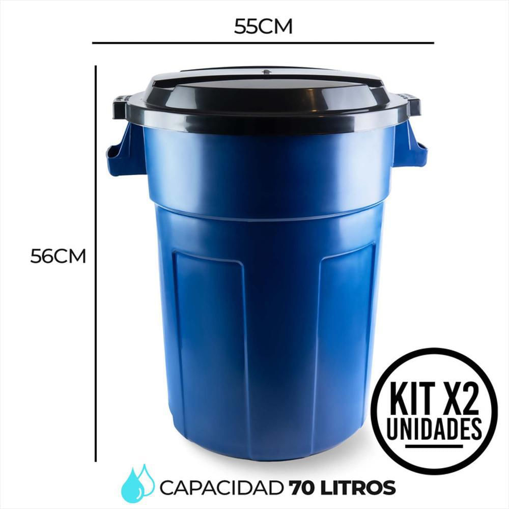 Kit X2 Canecas Tanque Grande Multiuso Plástica 70L Con Tapa Azul img #5