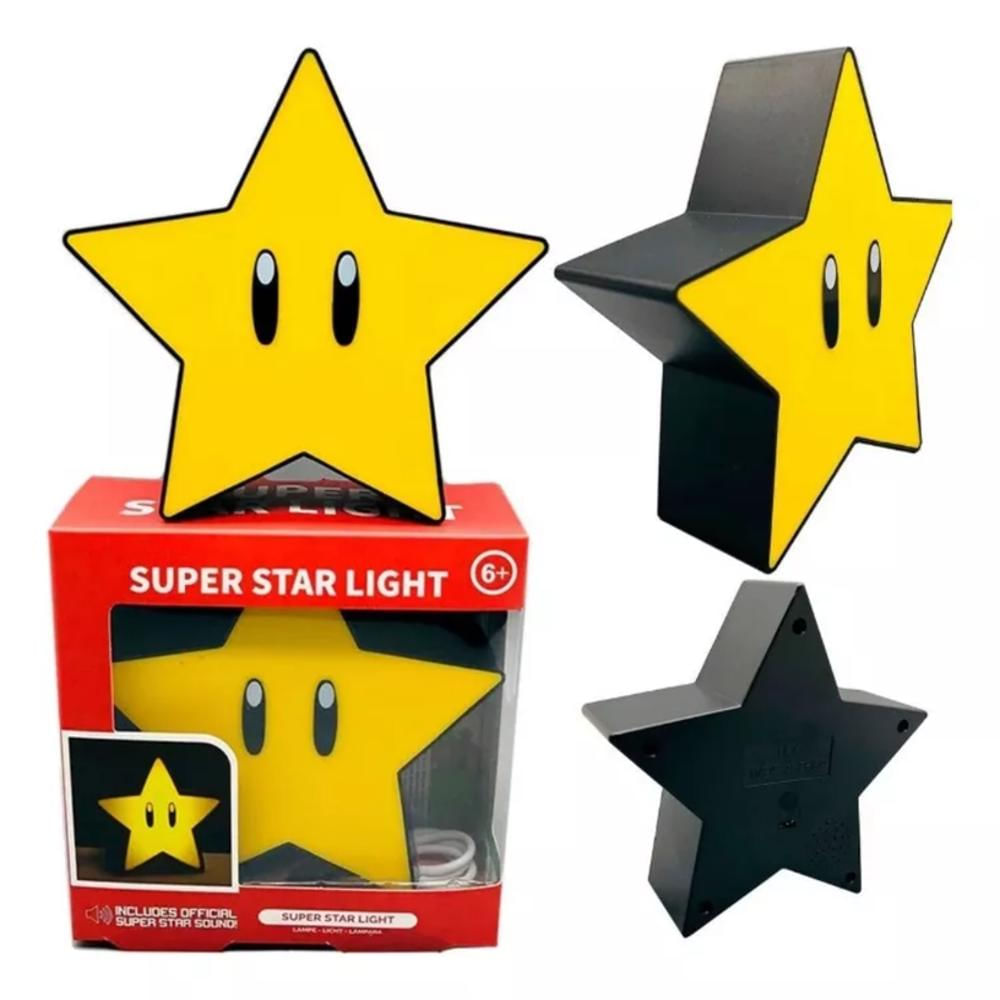 Lámpara Recargable Super Mario Bros Bloque Y Sonidos Retro Estrella