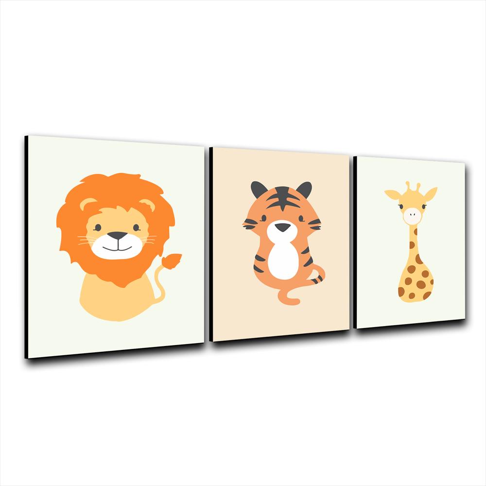 Triptico Cuadros Niños 40X30 Cms Set15 Leon Tigre Jirafa img #2
