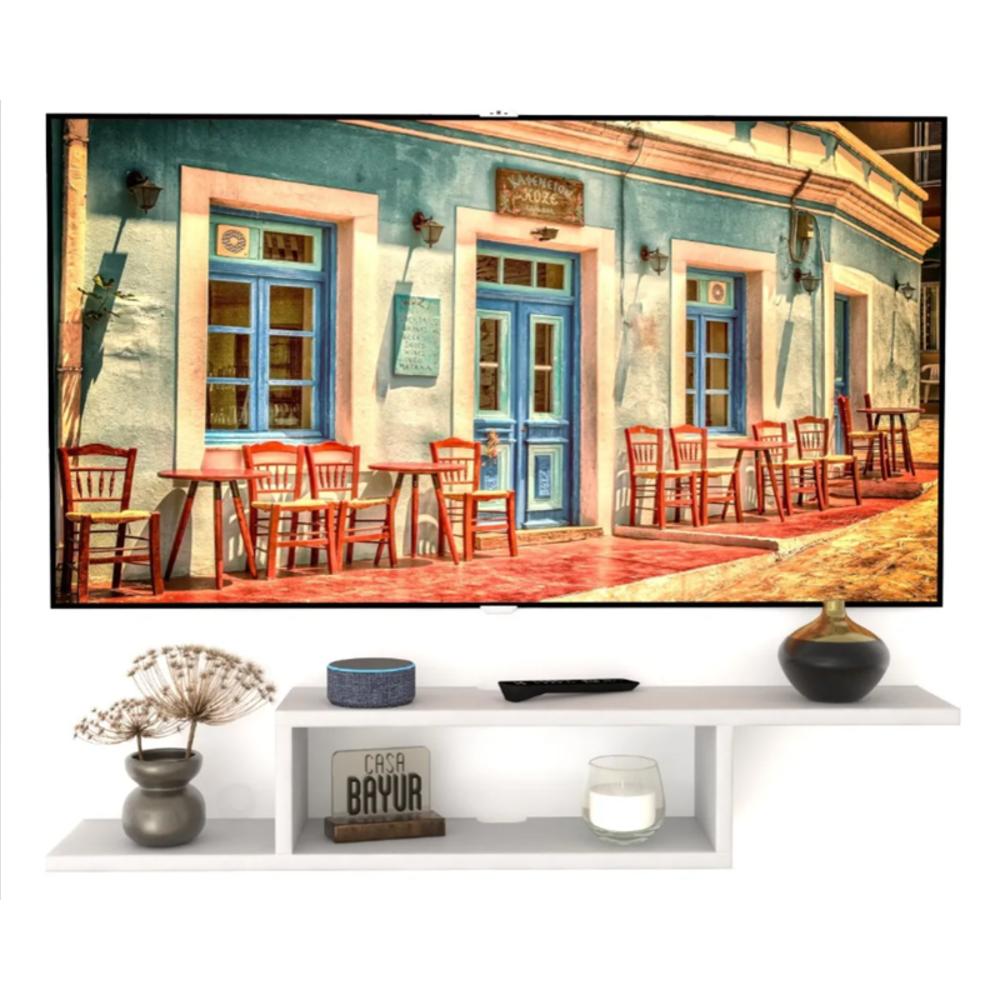 Repisa Flotante Decoracion Tv Televisión Moderna Hogar Blanco