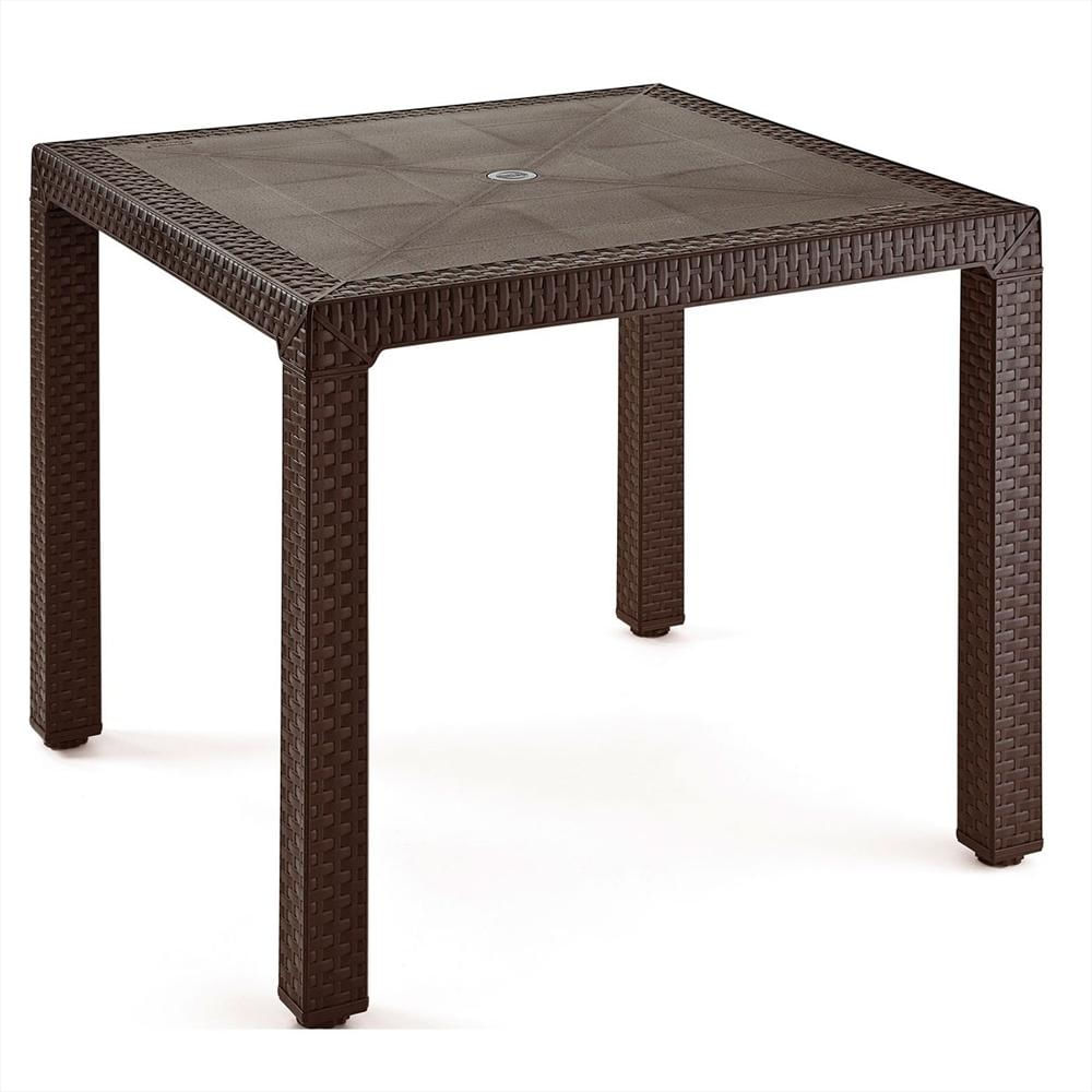 Mesa Plastica Cuadrada 4 Puestos Desarmable Textura Rattan