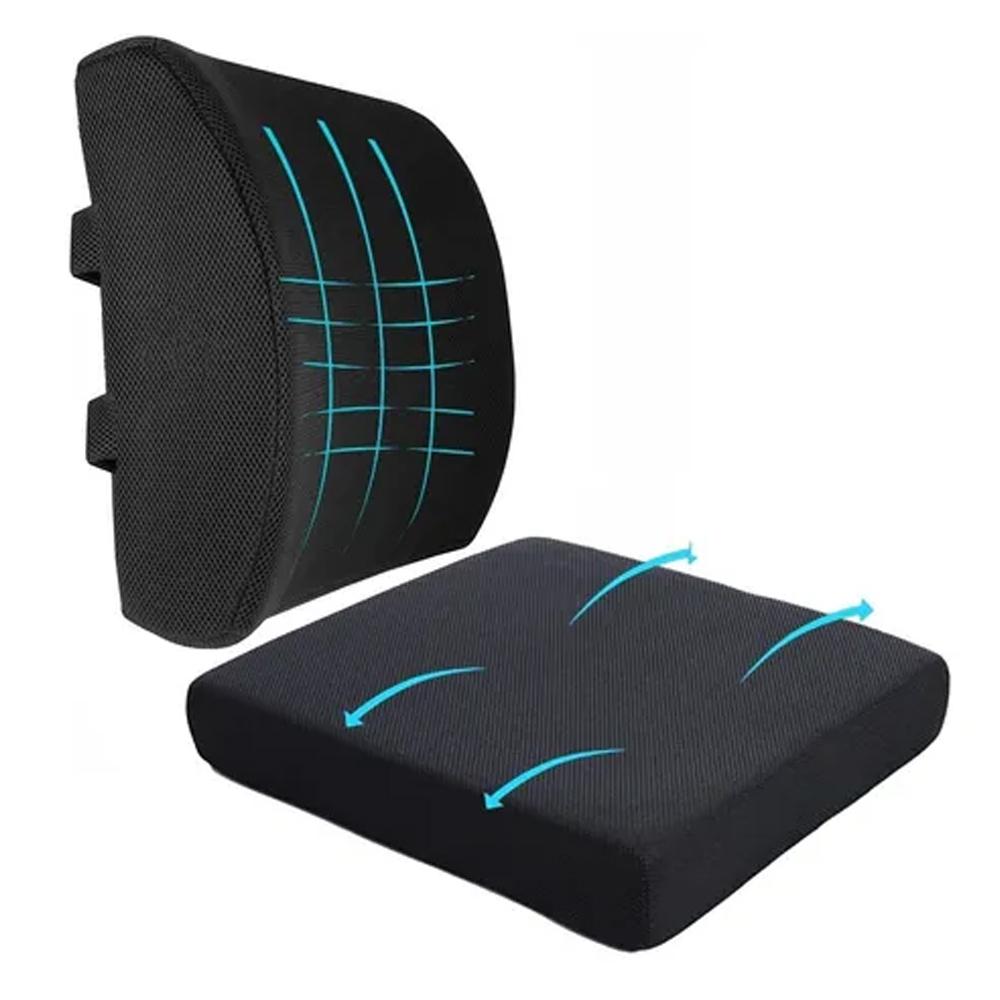 Cojín Soporte Lumbar Y Asiento Ortopédico Ergonómico Para Silla