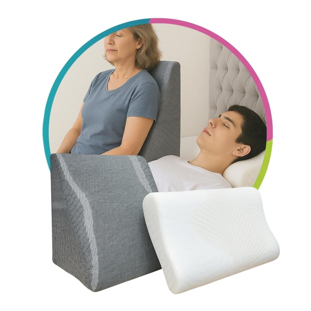 Almohada Cervical Penta + Cojin Triangular Ortopédico Con Cierre Hogareto