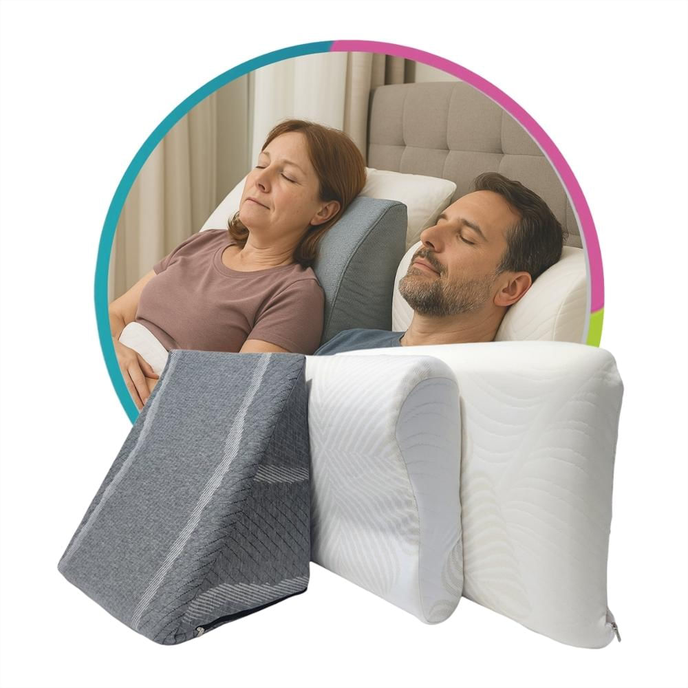 Combo Diseño Y Confort Almohada Cervical + Cojin Triangular Tv + Almohada Penta Hogareto