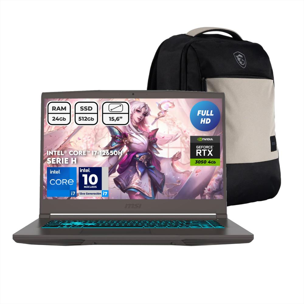 Portatil Gamer Msi Intel Core I7 12650H Ram 24Gb Ssd 512Gb Rtx 3050