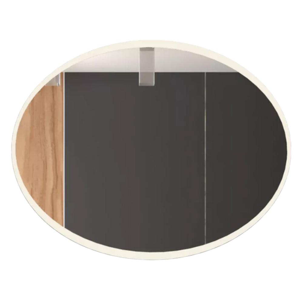 Espejo Ovalado Horus, Gris, Con Bordes En Sandblasting