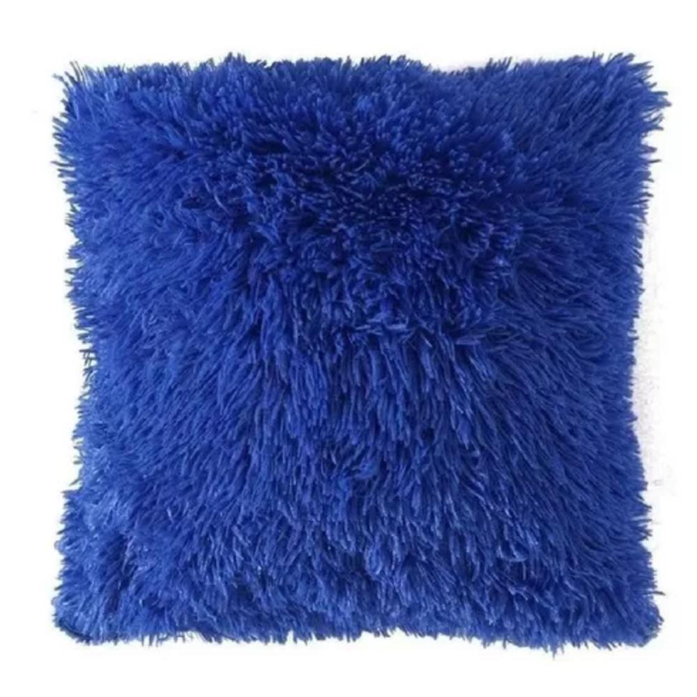 Cojines Decorativos Peluche Peludos Colores Sala Y Alcoba Azul Oscuro