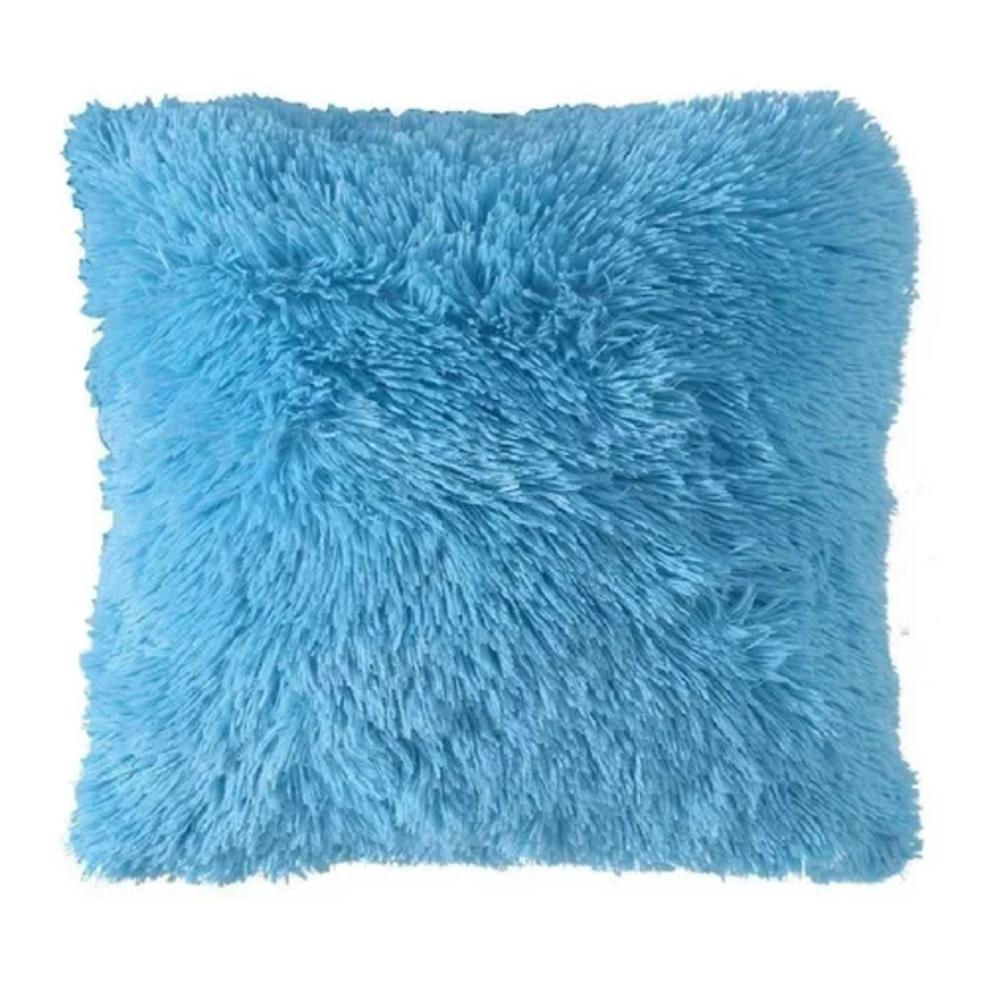 Cojines Decorativos Peluche Peludos Colores Sala Y Alcoba Azul Claro
