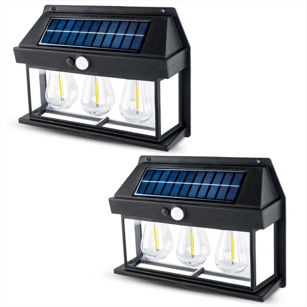 Set X2 Lámpara Solar De Pared Led Con Sensor De Movimiento