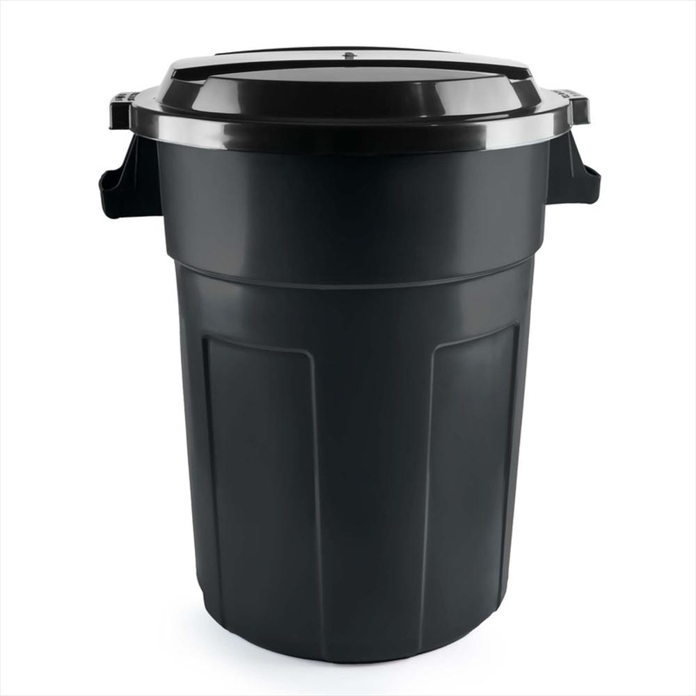 Caneca Tanque Grande Multiuso Plástica 70L Con Tapa Y Manija Negro img #1