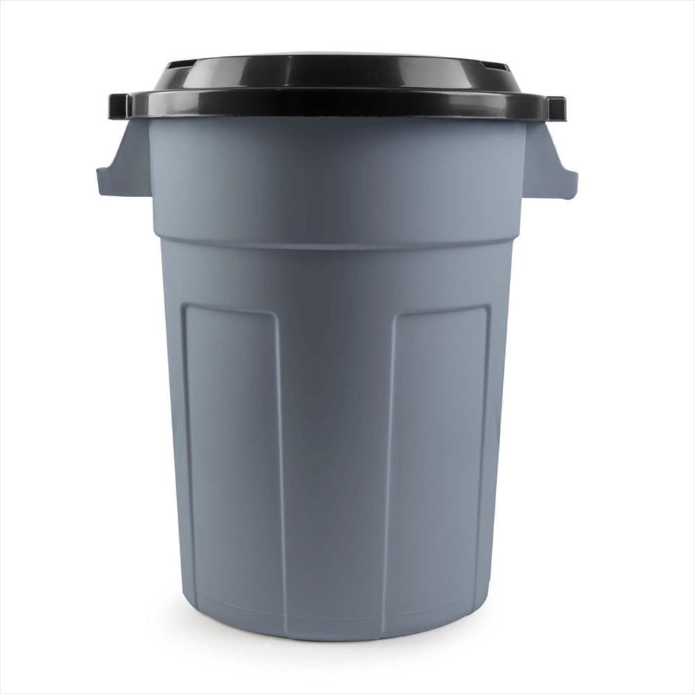 Caneca Tanque Grande Multiuso Plástica 70L Con Tapa Y Manija Gris img #1