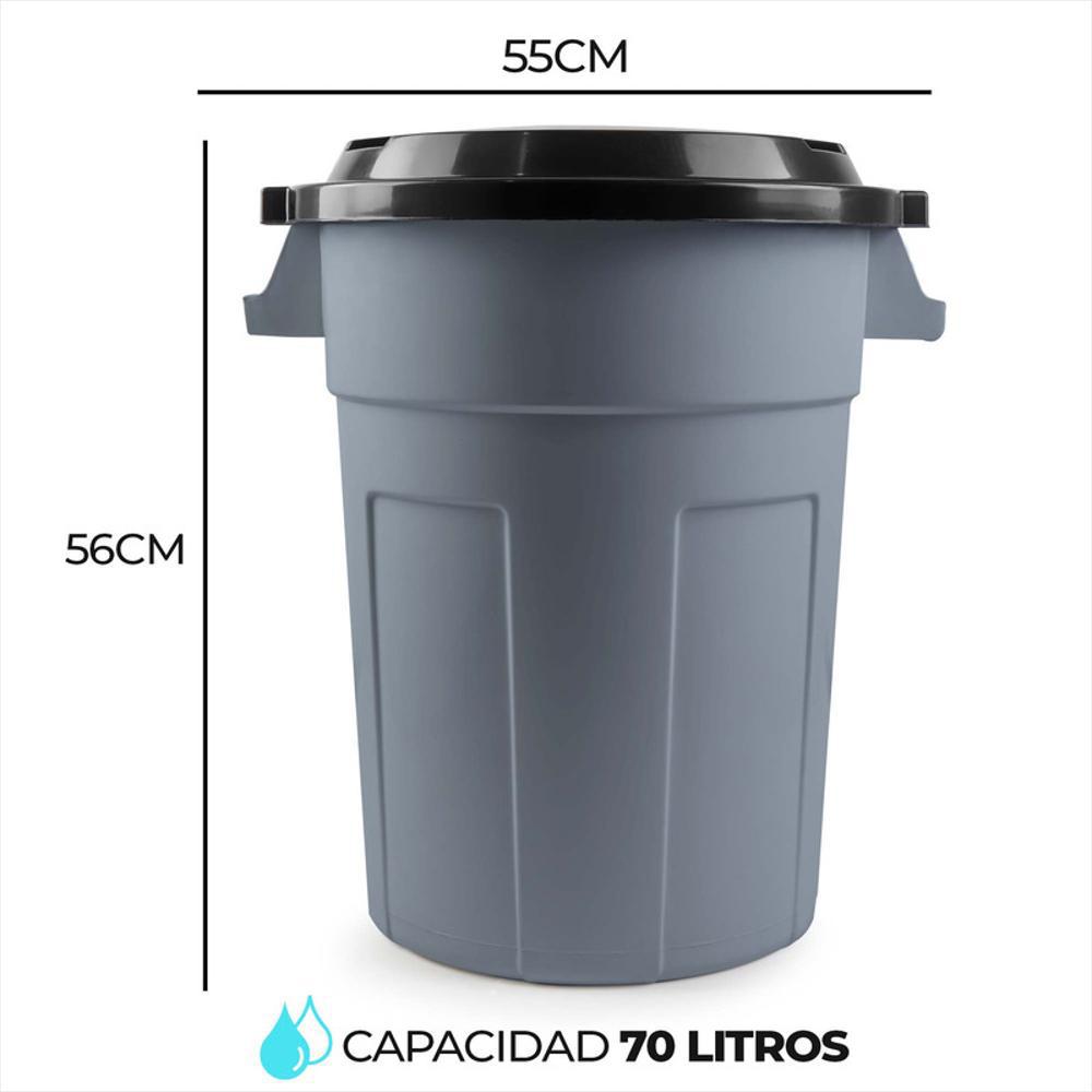 Caneca Tanque Grande Multiuso Plástica 70L Con Tapa Y Manija Gris img #5
