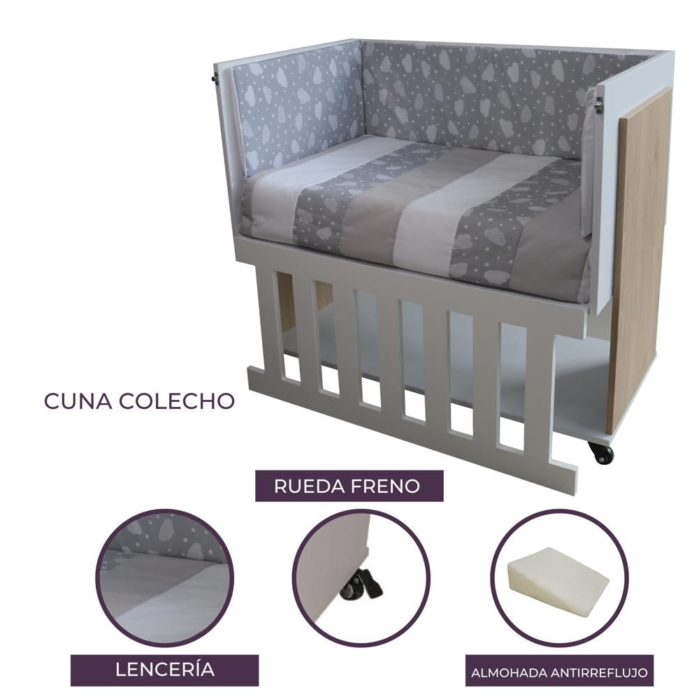 Cuna Colecho Mobiliariobebes Gris Caramelo