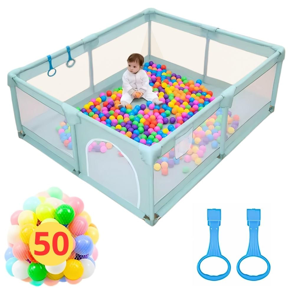 Corral De Juego Para Bebes 180X200 +50 Pelotas+2 Agarradera