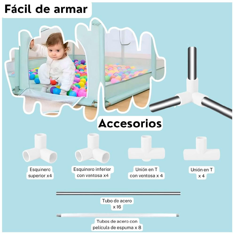Corral De Juego Para Bebes 180X200 +50 Pelotas+2 Agarradera img #4
