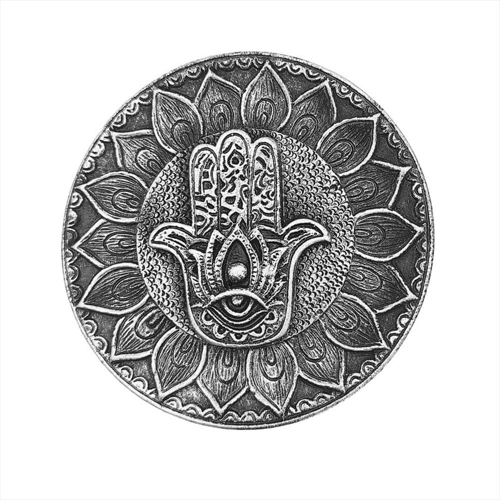 Mano Jamsa Porta Incienso Energetico Prosperidad Salud Plateado img #2