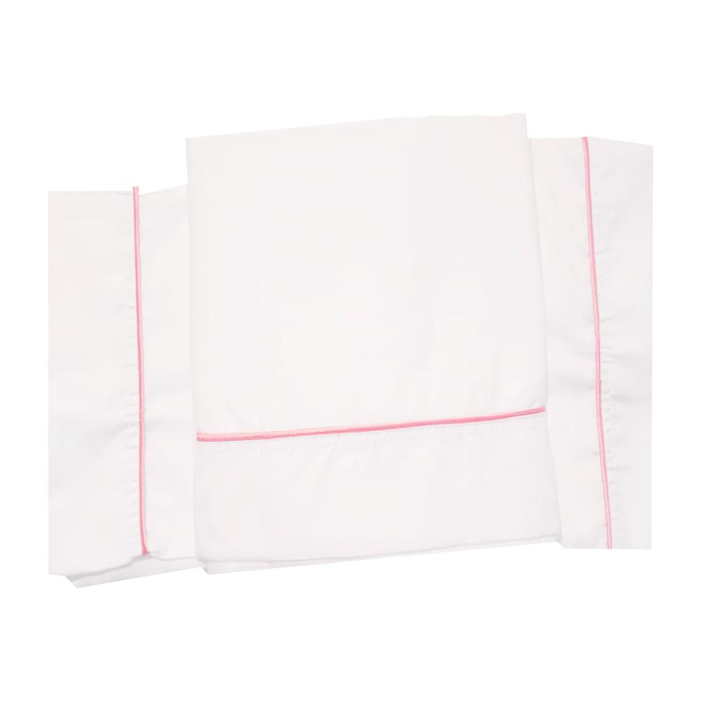 Sabanas Semi Dobles 4Staciones Blancas Con Embone Rosa