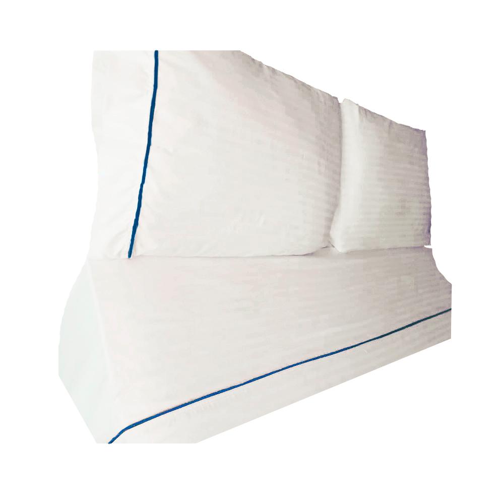 Sabanas Semi Dobles 4Staciones Blancas Con Embone Azul