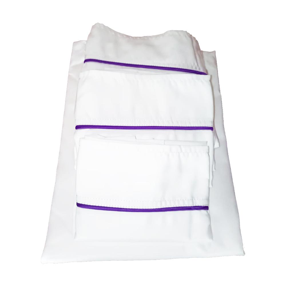 Sabanas Dobles 4Staciones Blancas Con Embone Morado
